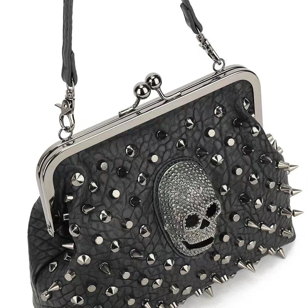 Studded 3D Skull Clutch Bag - Chic Evening Handbag for Bold Fashion Statements