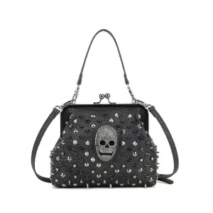 Studded 3D Skull Clutch Bag - Chic Evening Handbag for Bold Fashion Statements