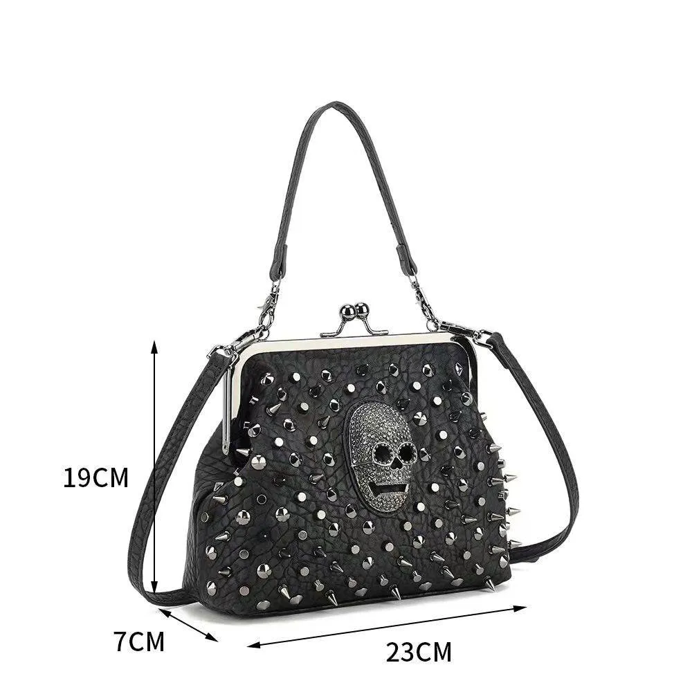 Studded 3D Skull Clutch Bag - Chic Evening Handbag for Bold Fashion Statements