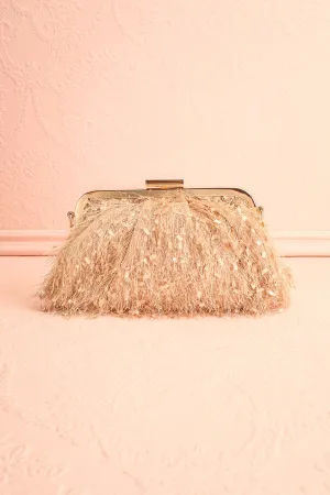 Akaa | Beige Fringe Clutch