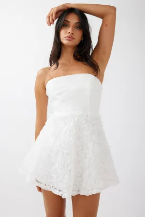 Annalyn Strapless Embellished Mini Dress White