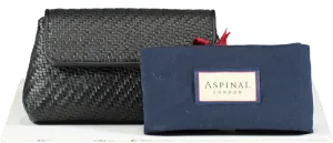 Aspinal Of London Black Evening Clutch In Woven Leather One Size