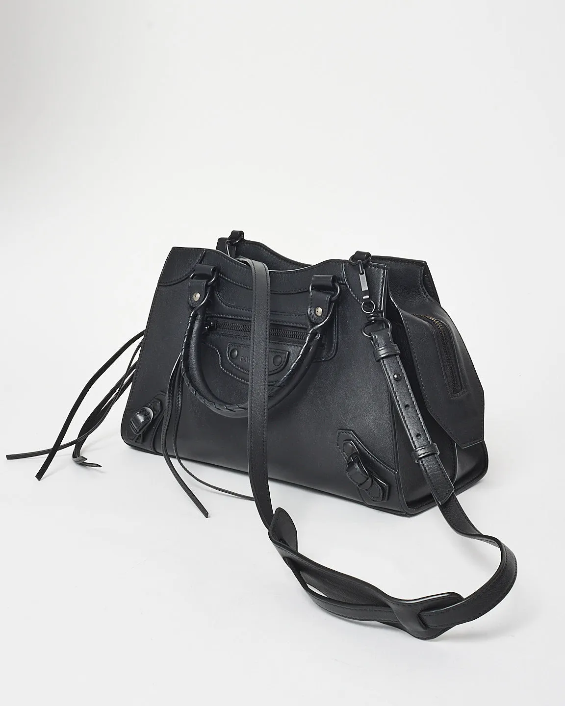 Balenciaga Black On Black Leather Neo Classic City Bag