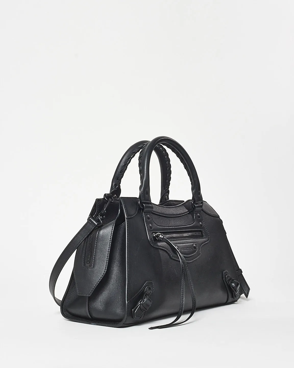 Balenciaga Black On Black Leather Neo Classic City Bag