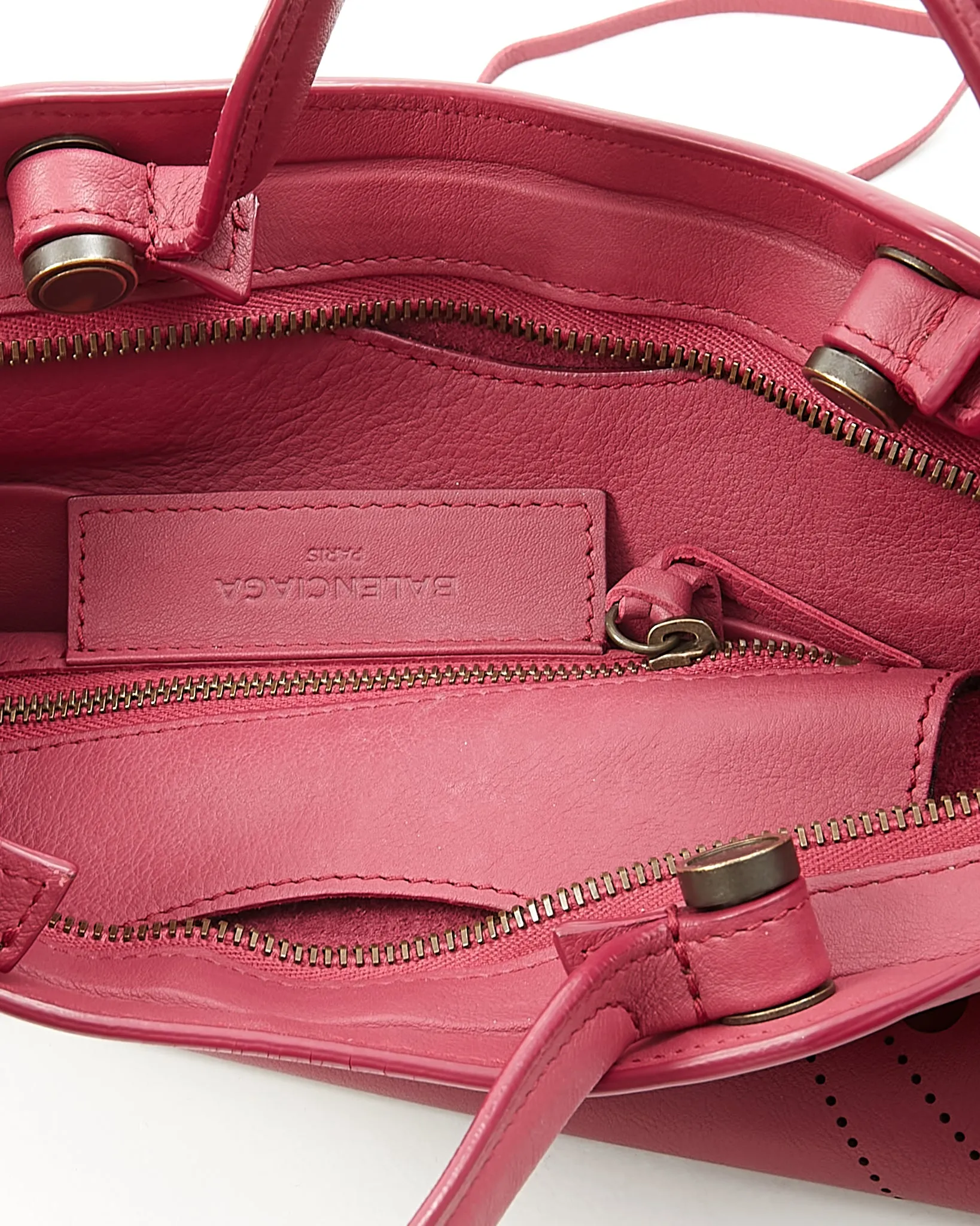 Balenciaga Cranberry Leather Blackout Motocross City S Bag