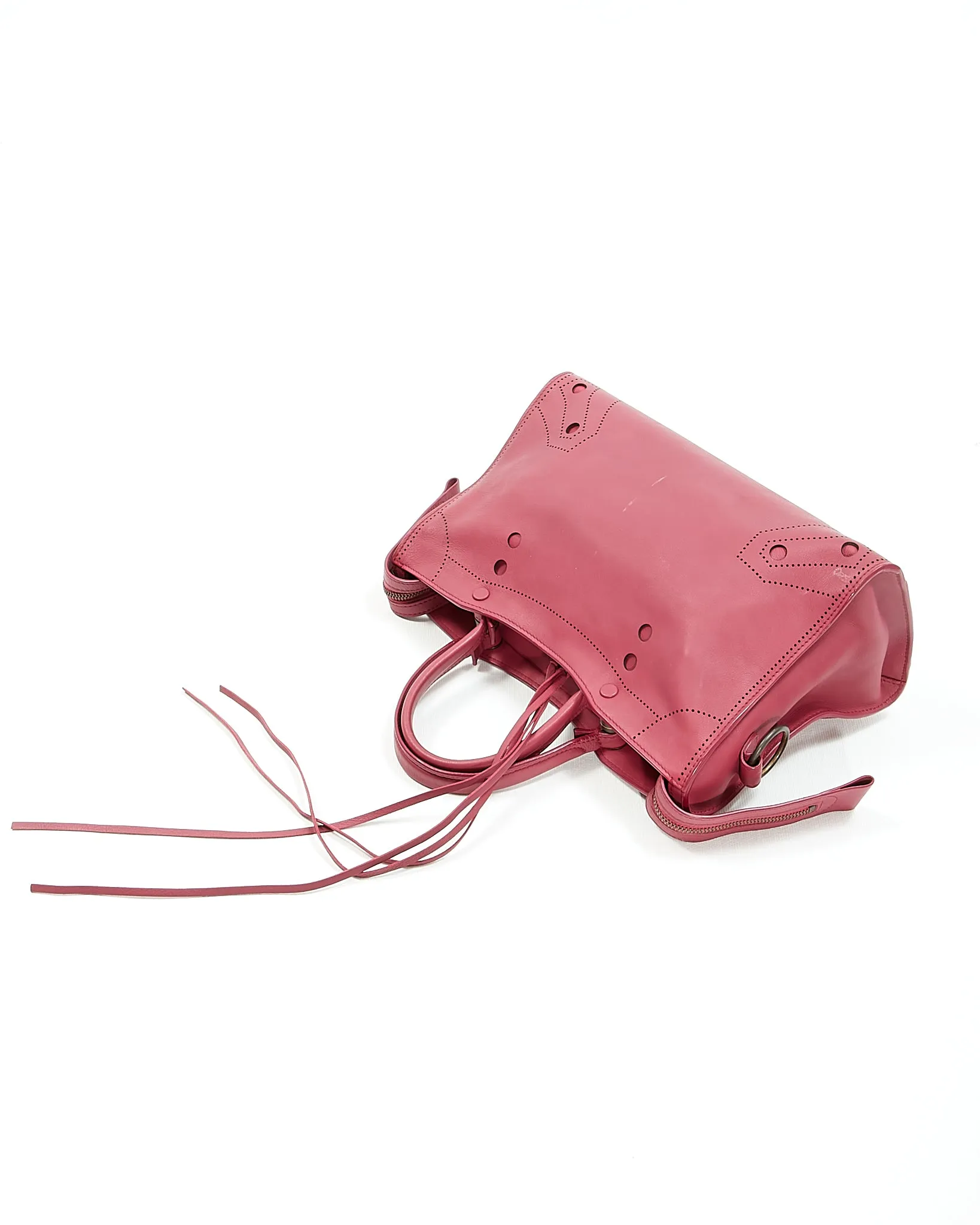 Balenciaga Cranberry Leather Blackout Motocross City S Bag