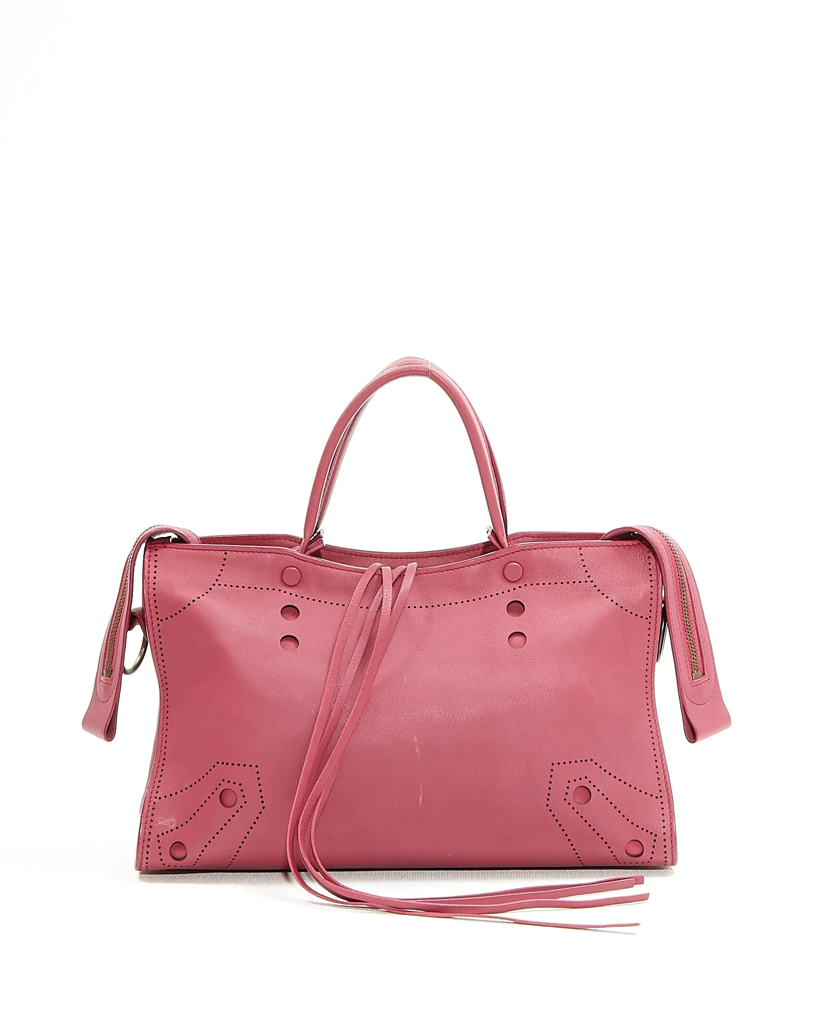 Balenciaga Cranberry Leather Blackout Motocross City S Bag