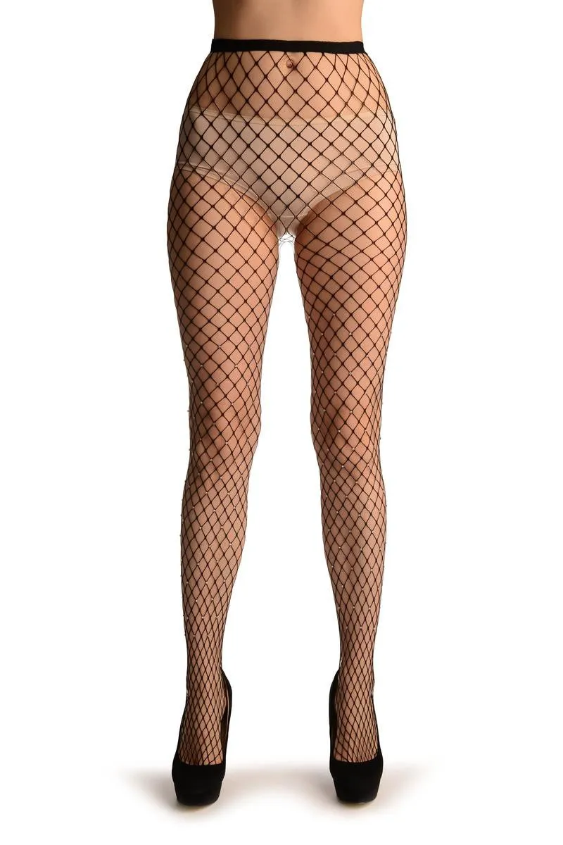 Black Medium Fishnet With Diamantes