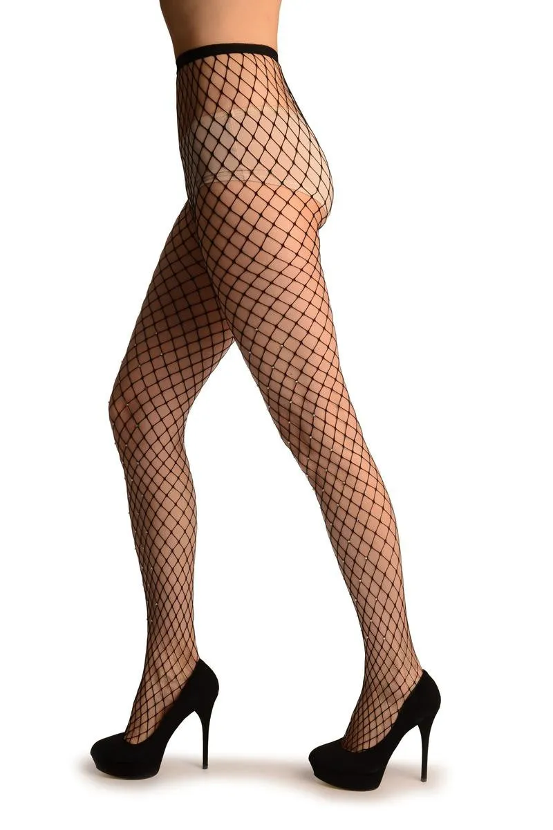 Black Medium Fishnet With Diamantes