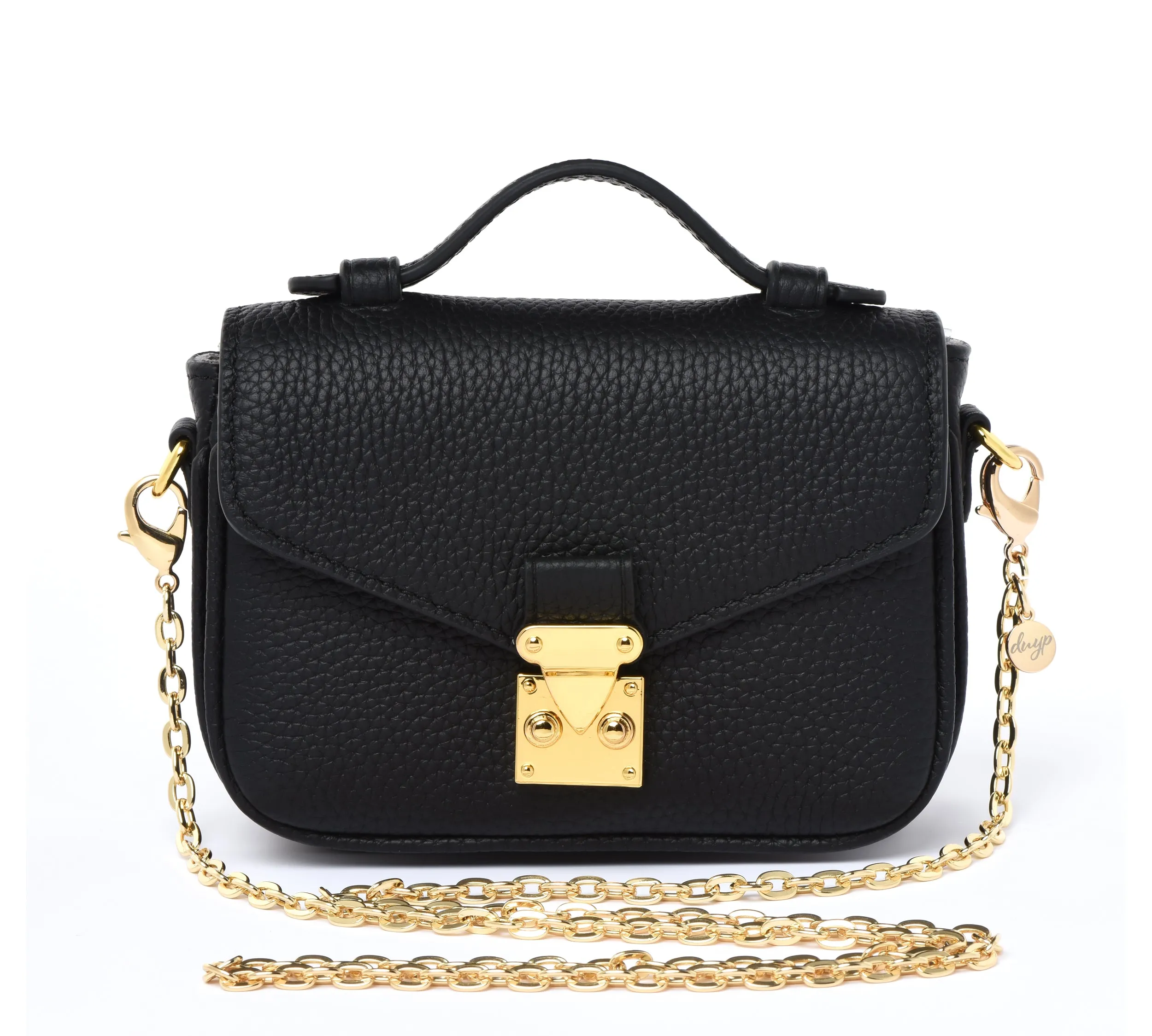 Black Togo " MICRO Paris15" Mini Crossbody bag