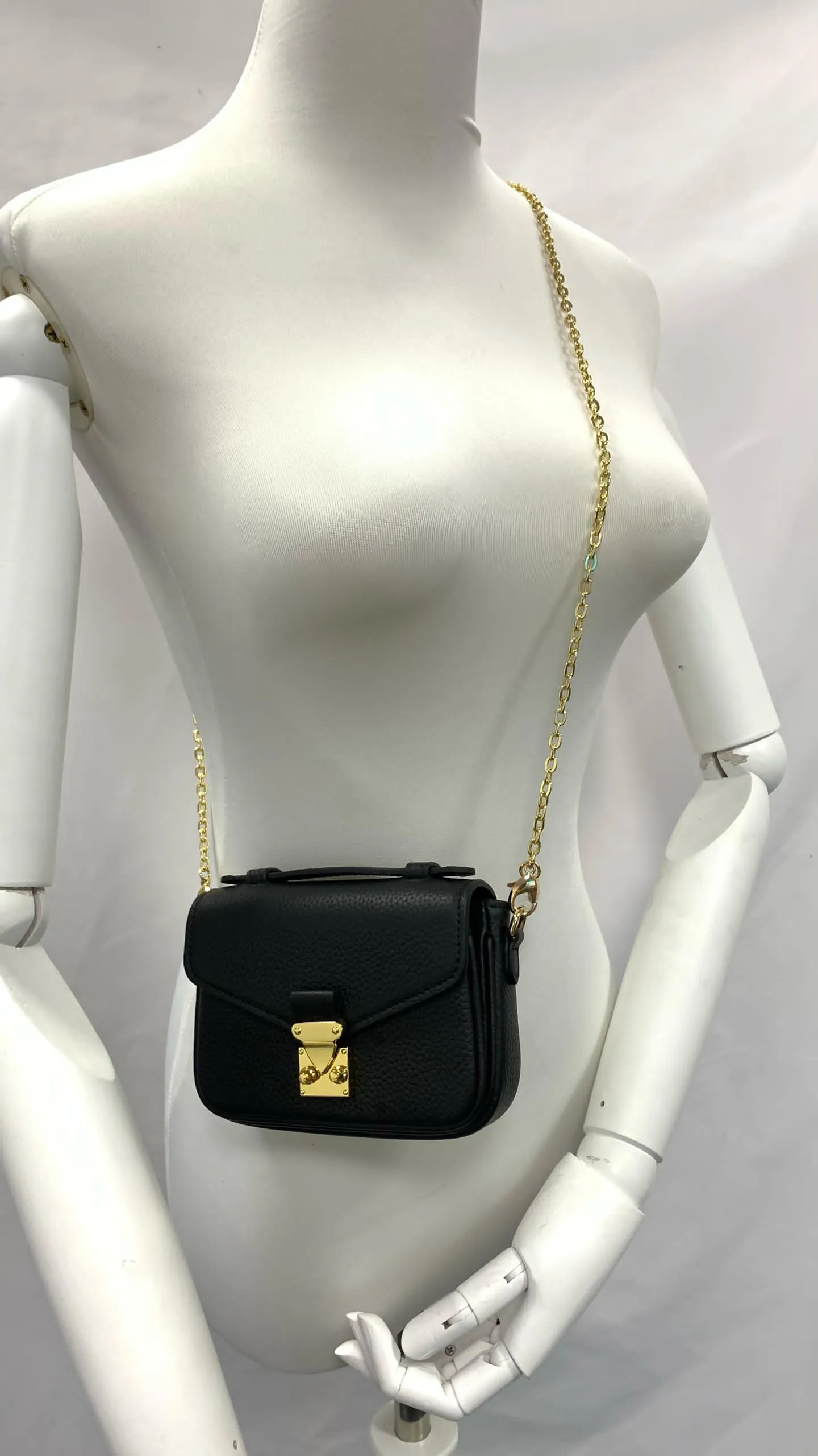 Black Togo " MICRO Paris15" Mini Crossbody bag