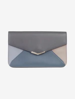 Blue and grey leather clutch wallet