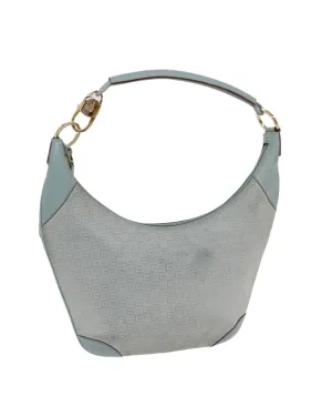 Blue Canvas Shoulder Bag with GG Print and Silver Hardware