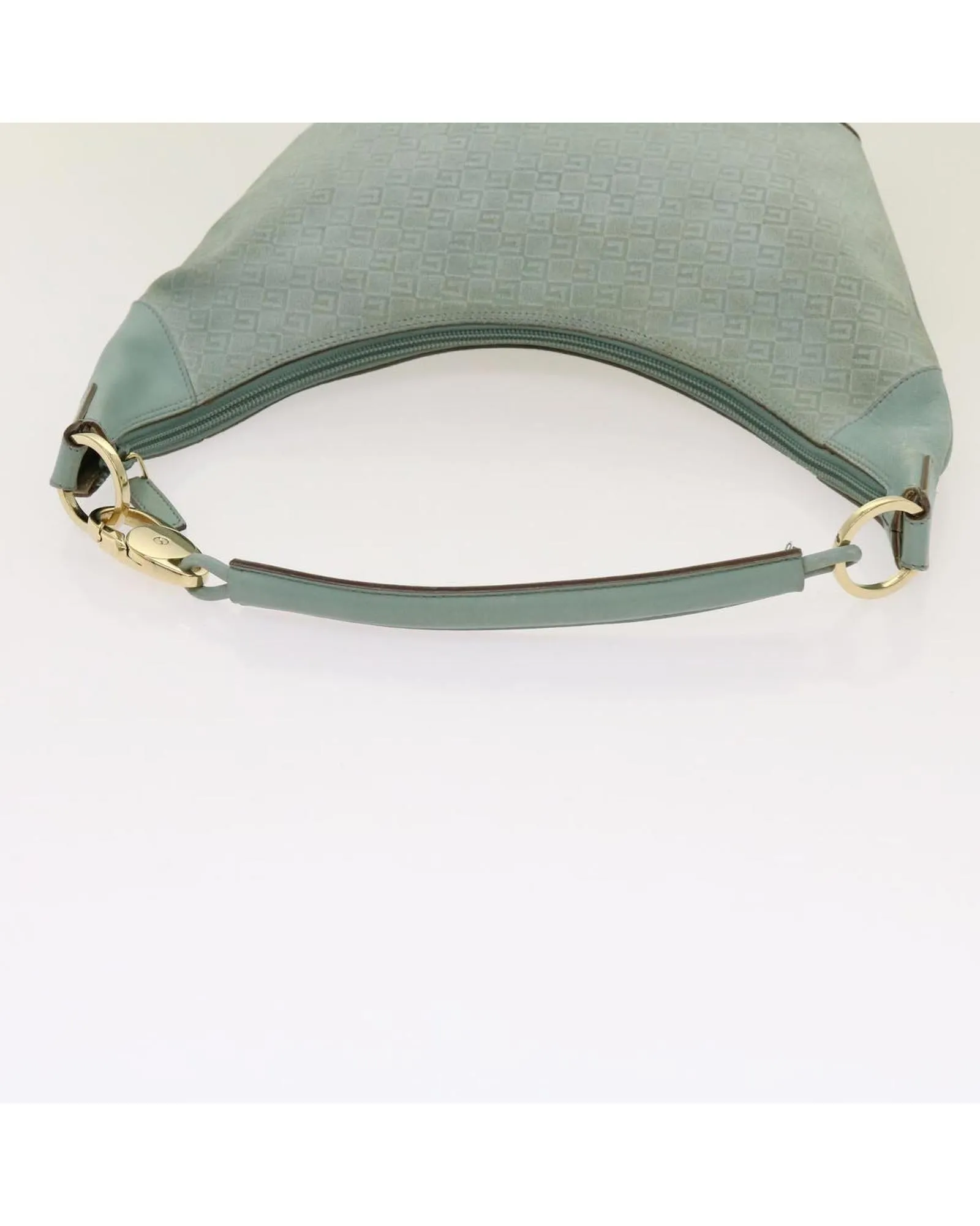 Blue Canvas Shoulder Bag with GG Print and Silver Hardware