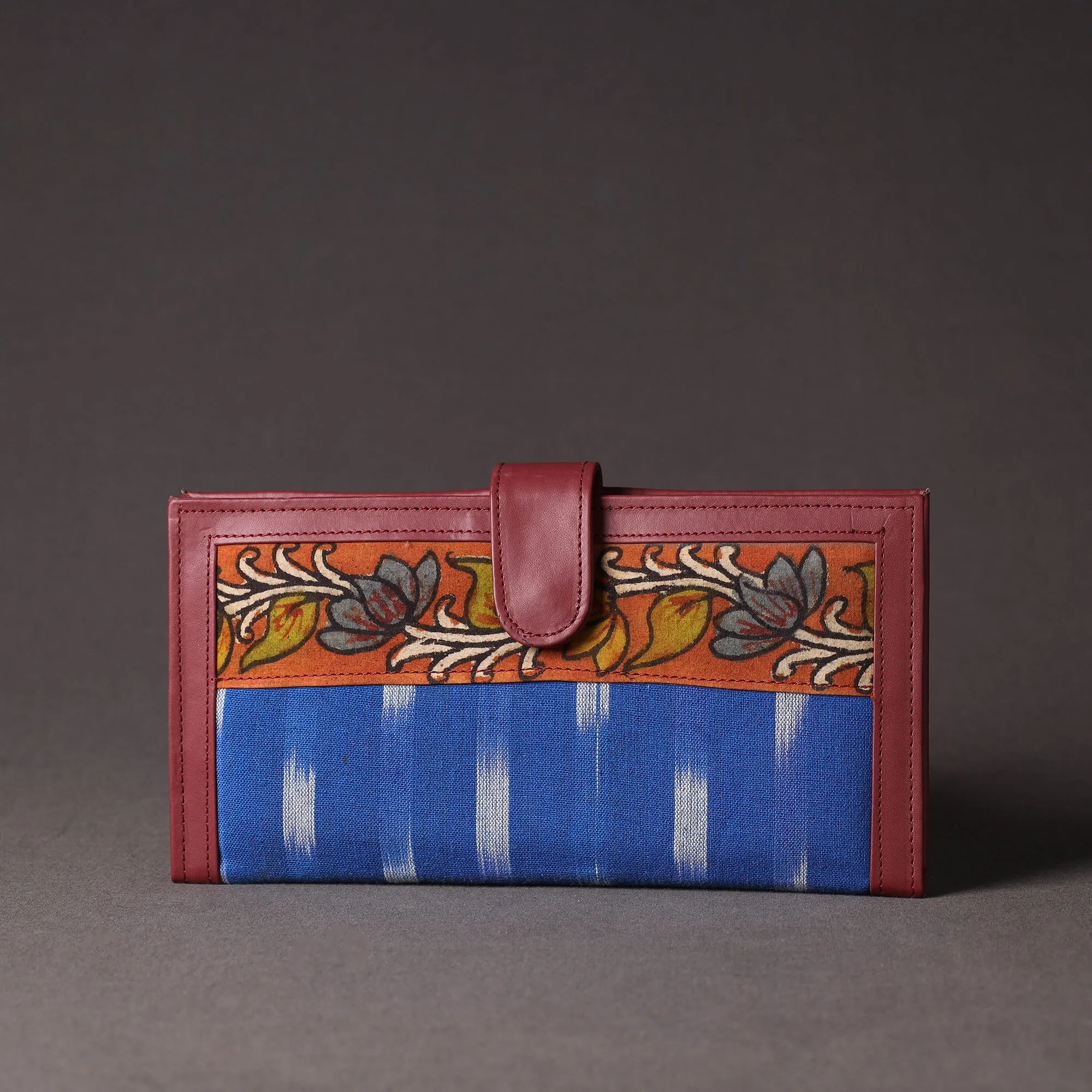 Blue - Handpainted Kalamkari Natural Dyed Cotton Clutch