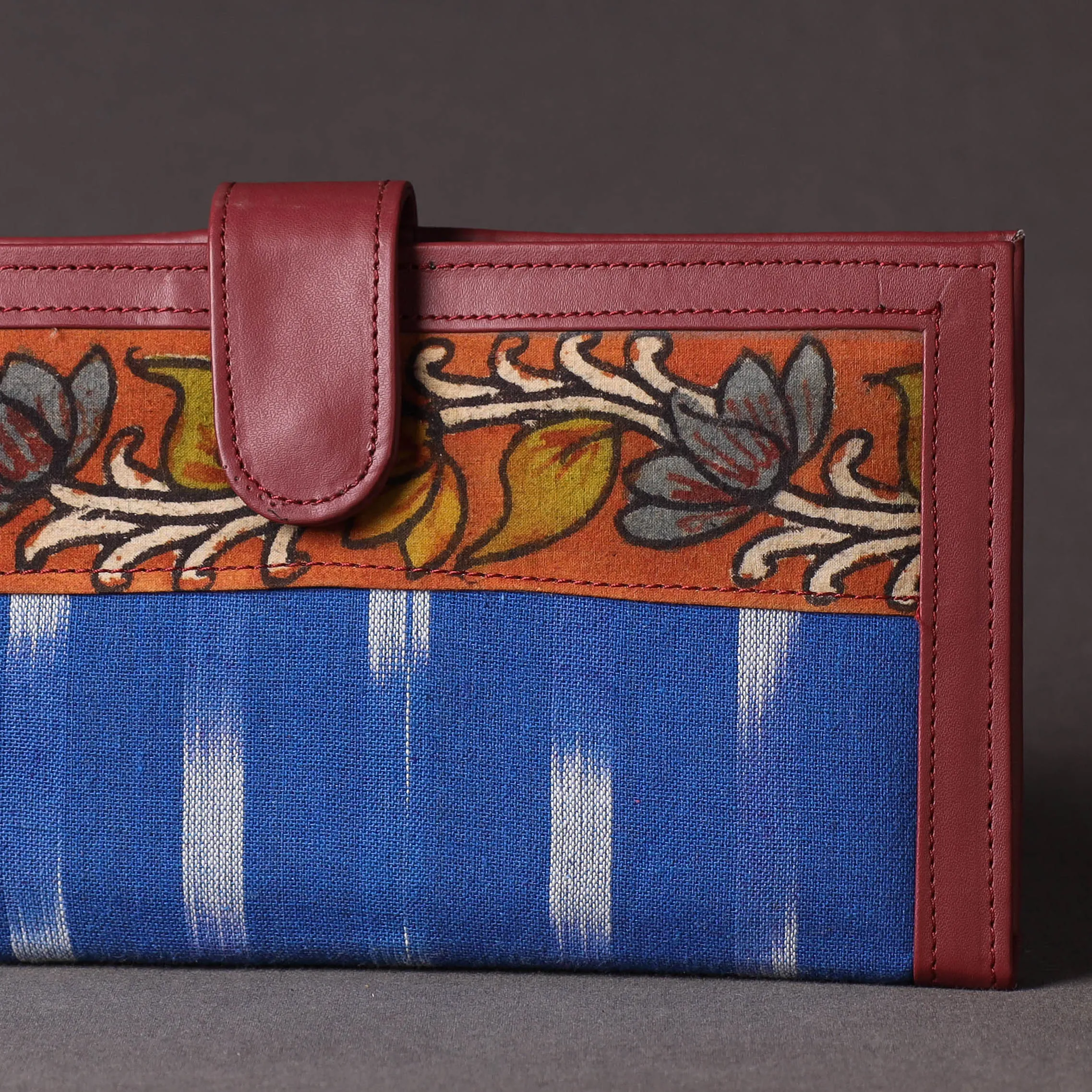 Blue - Handpainted Kalamkari Natural Dyed Cotton Clutch