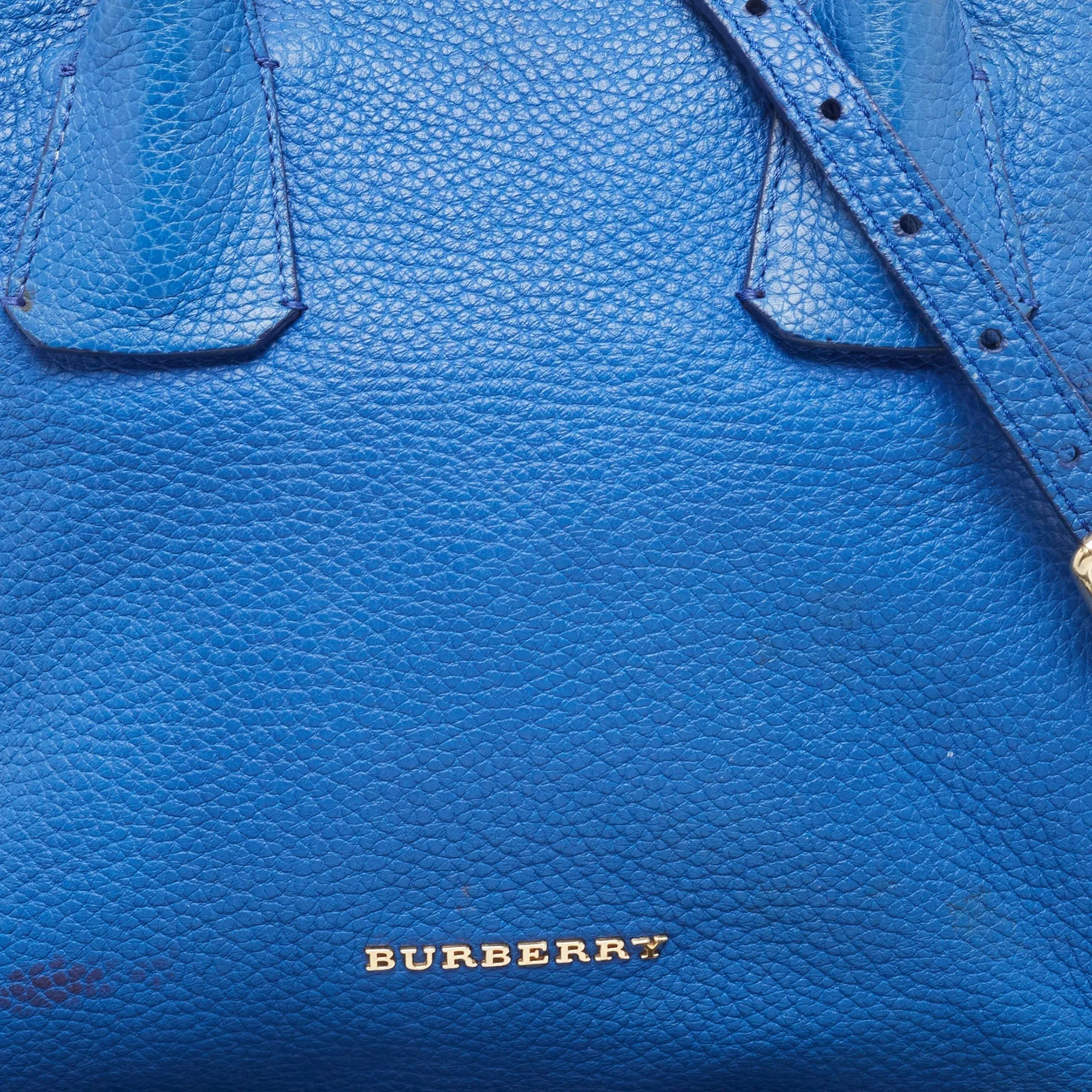 BURBERRY Blue Pebbled Leather Yorke Satchel