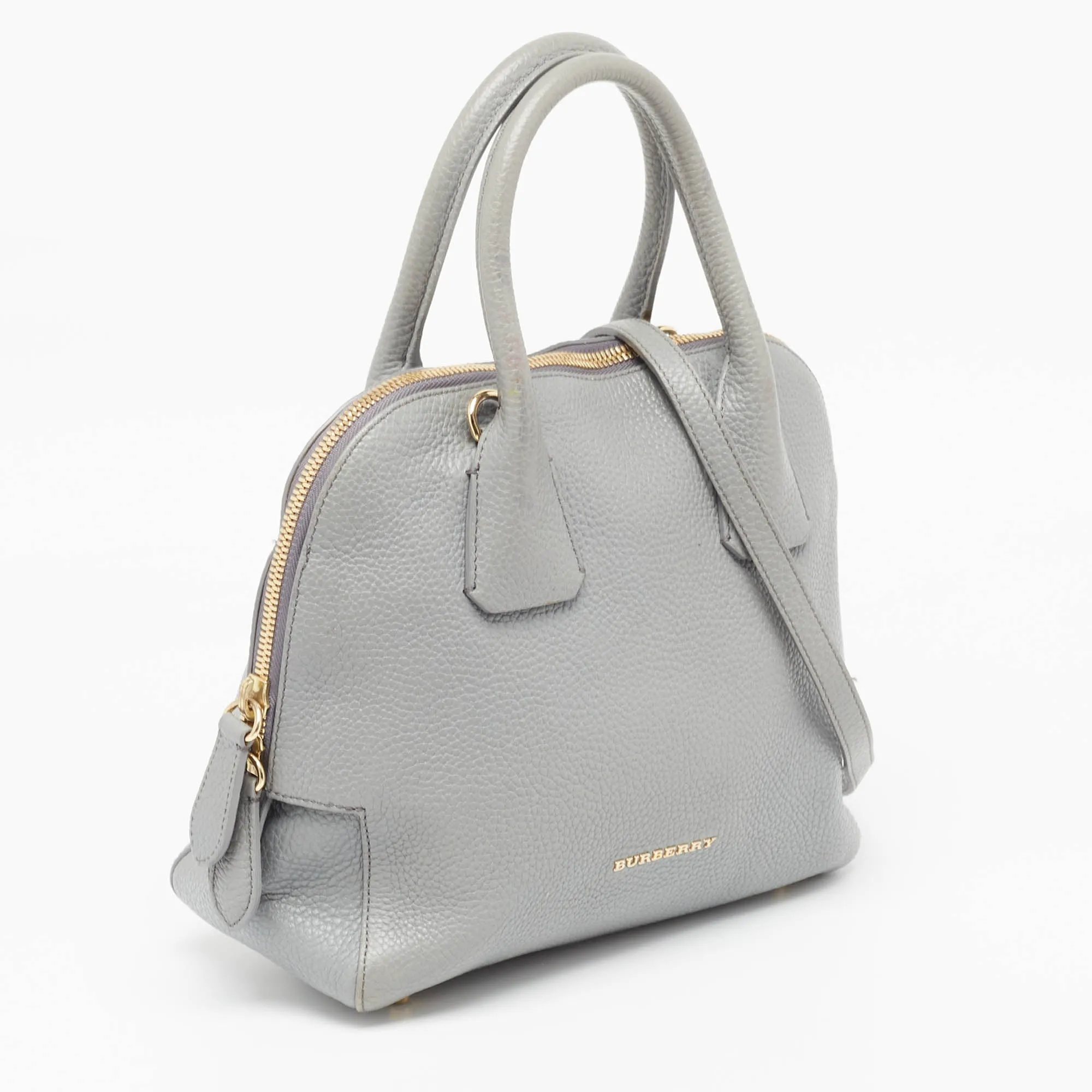 BURBERRY Grey Leather Greenwood Satchel