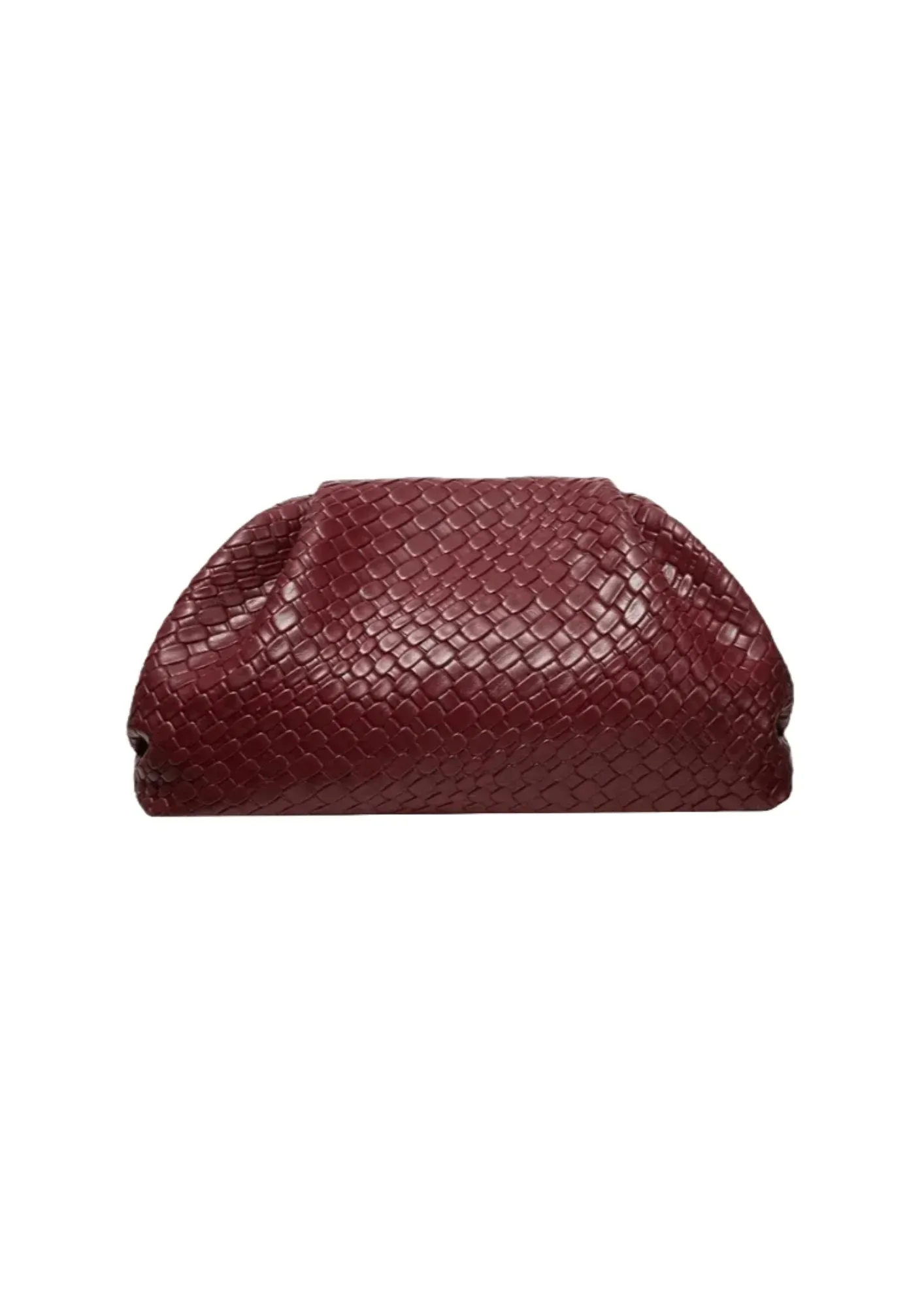 BURGUNDY FAUX LEATHER CLUTCH