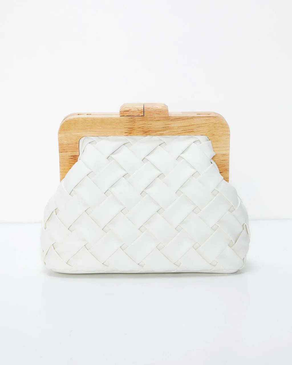 Callie Woven Faux Leather Clutch