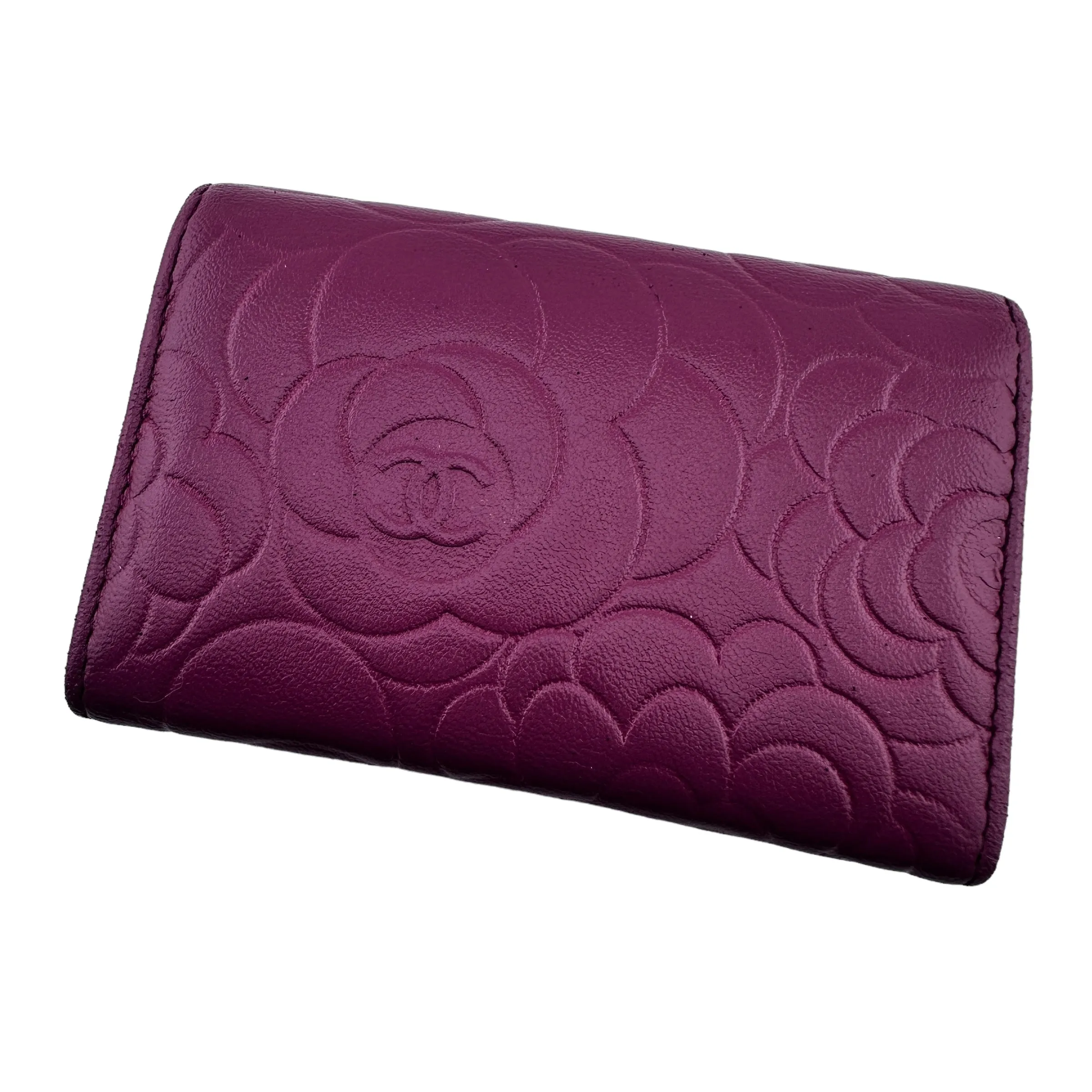 CHANEL Lambskin Camellia Card Holder