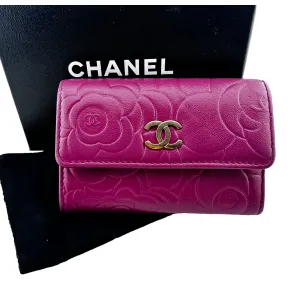 CHANEL Lambskin Camellia Card Holder