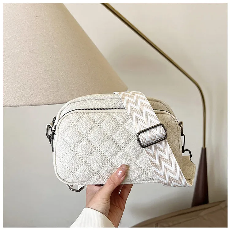 Chic All-Match Diamond Pattern PU Leather Shoulder Messenger Bag