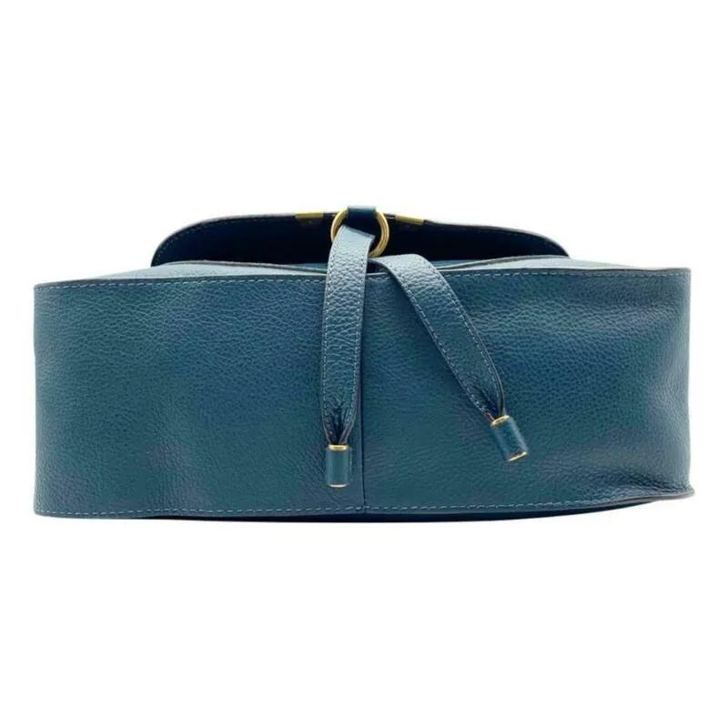 Chloé Marcie Medium Satchel Blue Leather Shoulder Bag