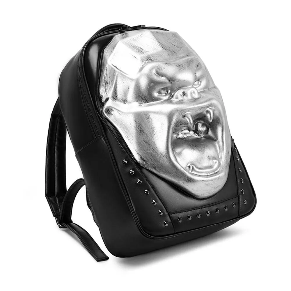 Cool Unisexs 3D Skull Backpack ,Angry King Kong Backpack , Studded Large Volumn Laptop Backpack