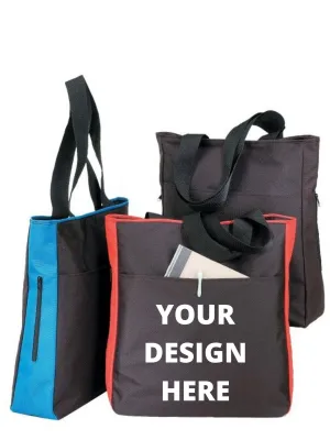 Custom Poly Side Zippered Tote Bag With Hook And Loop Closure