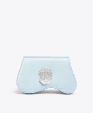 Divine Sky Blue Satin Clutch Bag