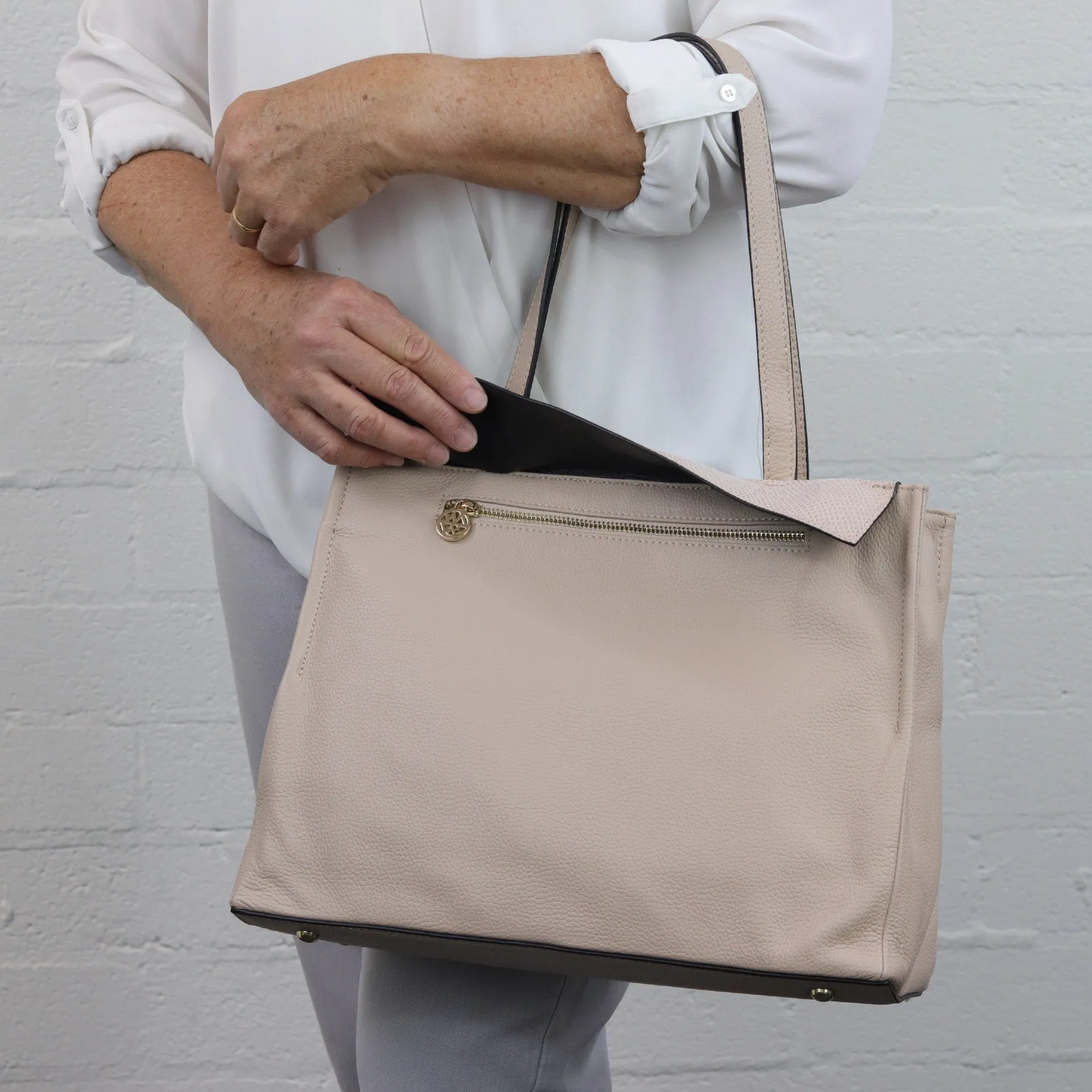 Eleanor leather and suede tote