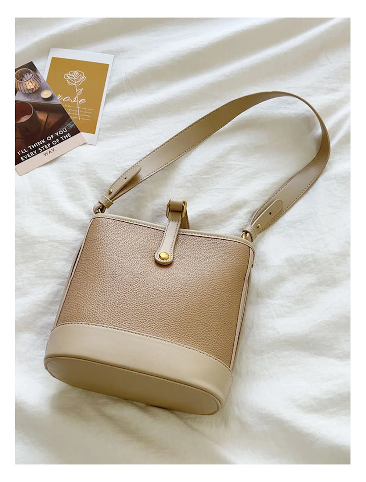 Elena Handbags Chic Leather Bucket Bag