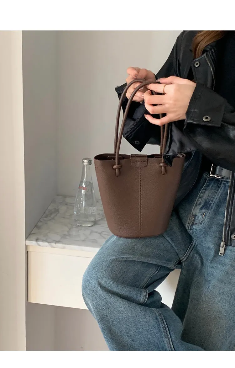 Elena Handbags Chic Leather Bucket Bag