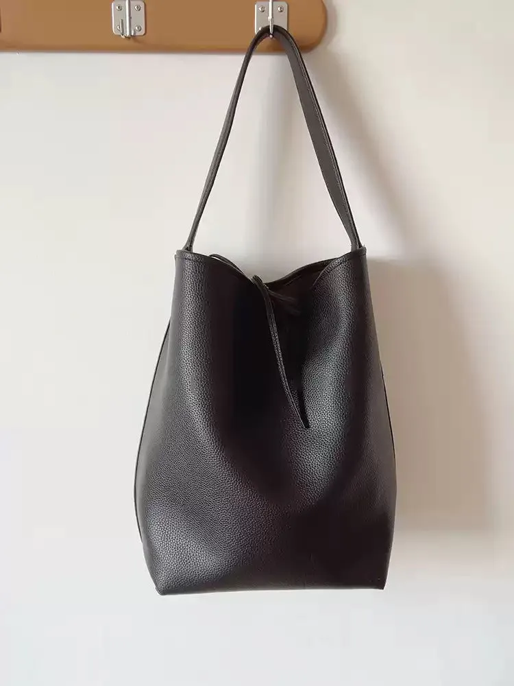 Elena Handbags Chic Leather Bucket Bag