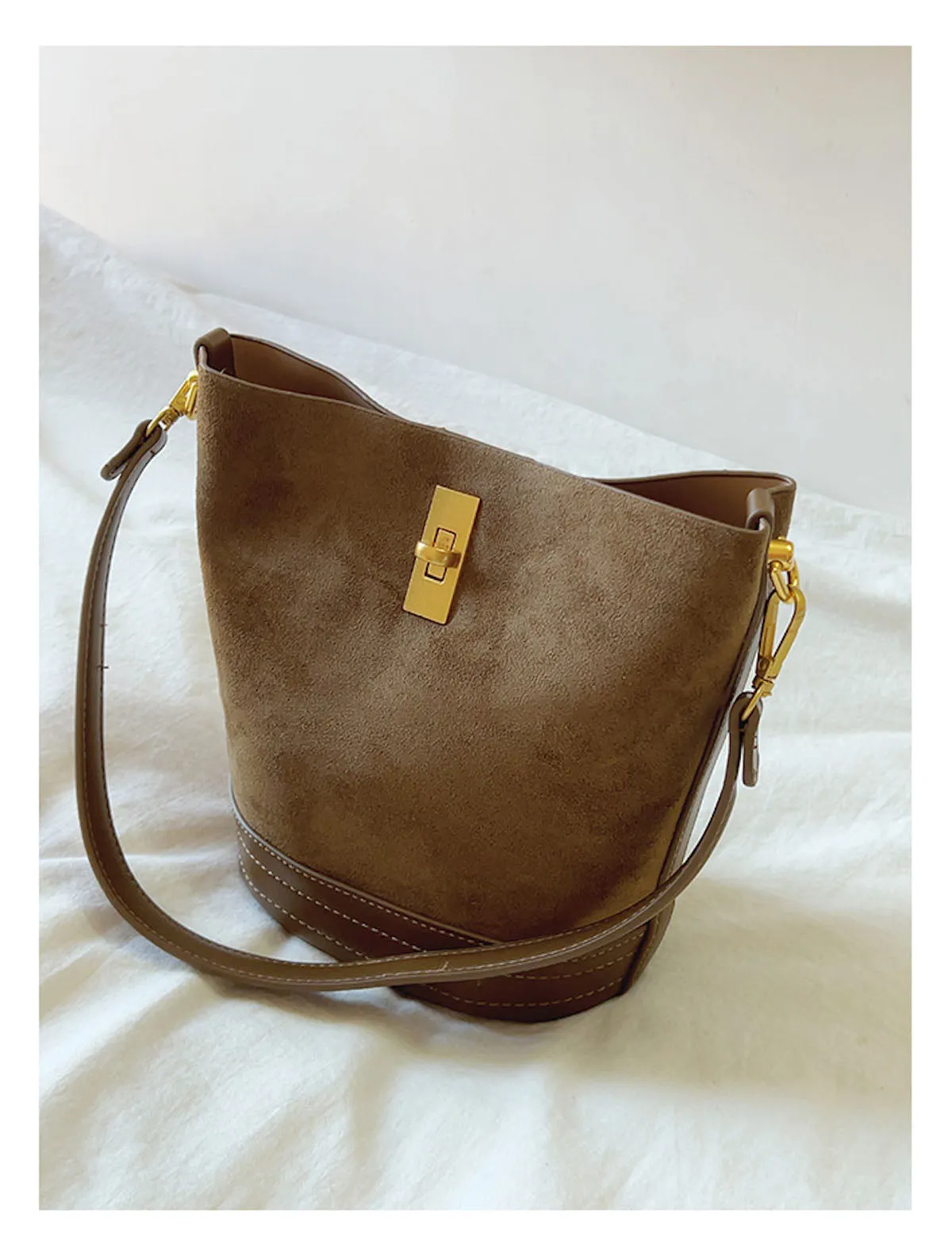 Elena Handbags Chic Leather Bucket Bag