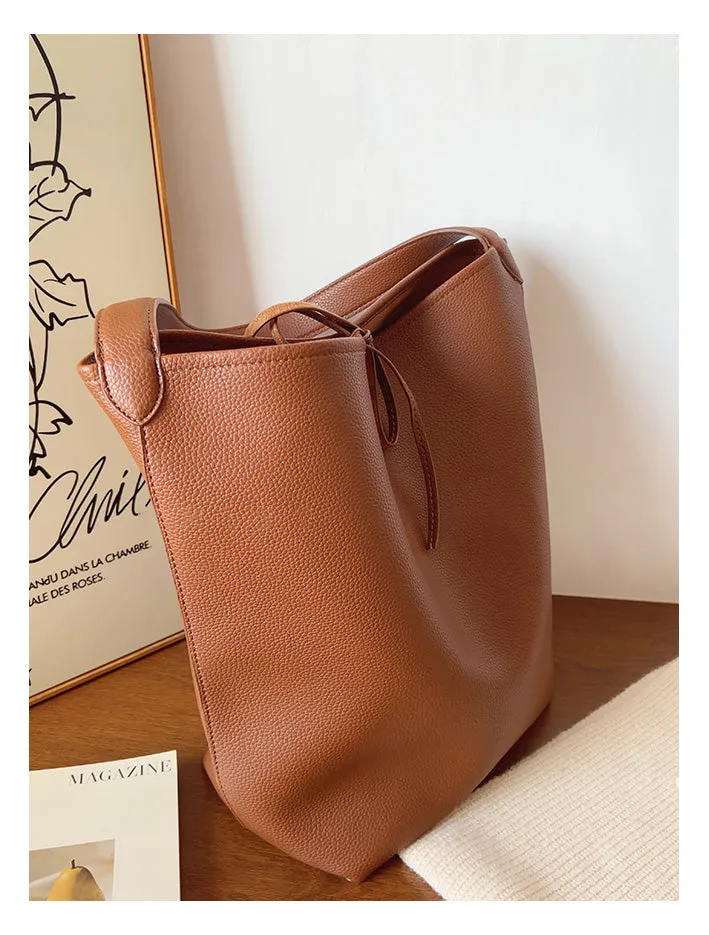 Elena Handbags Chic Leather Bucket Bag