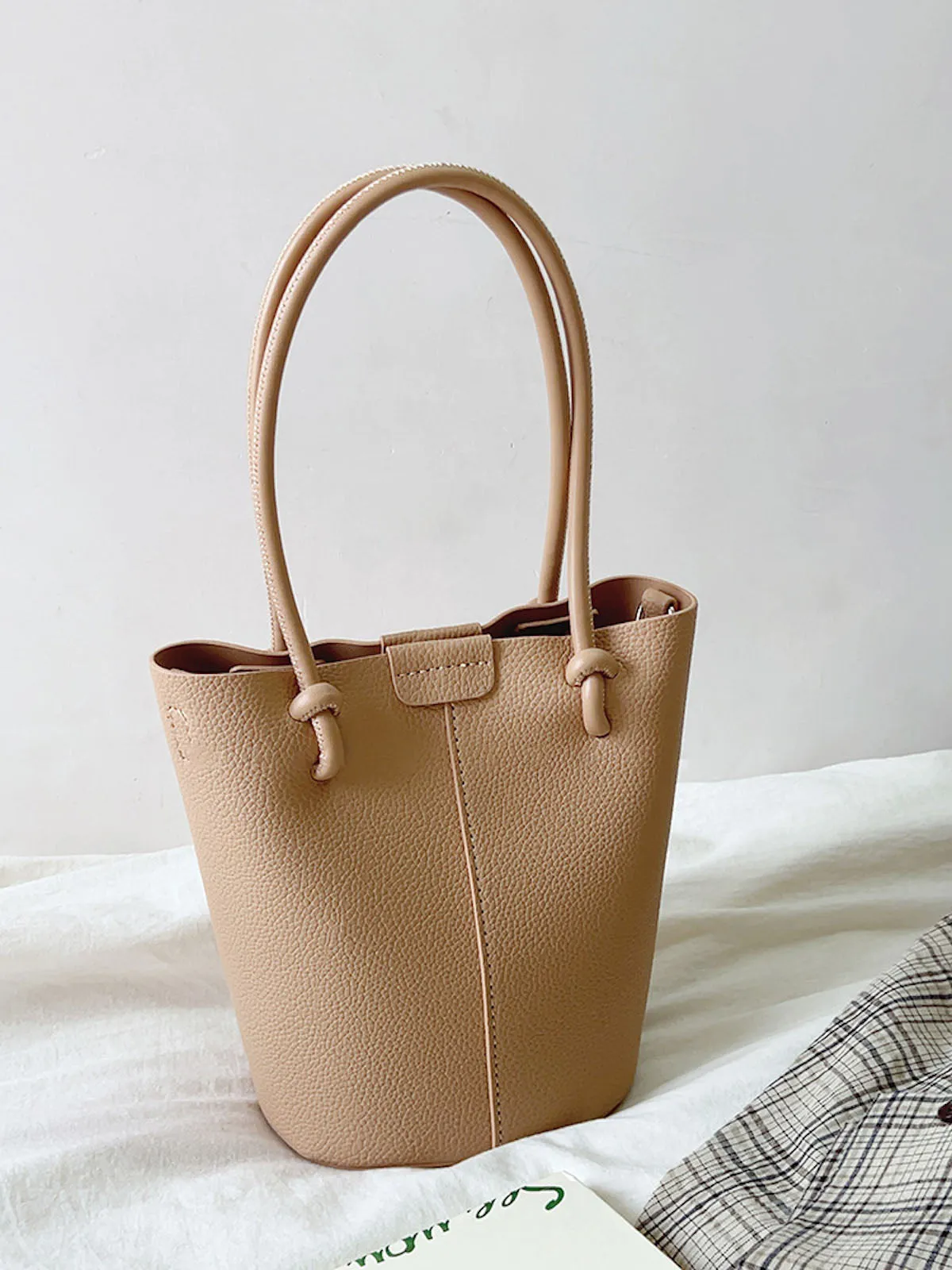 Elena Handbags Chic Leather Bucket Bag