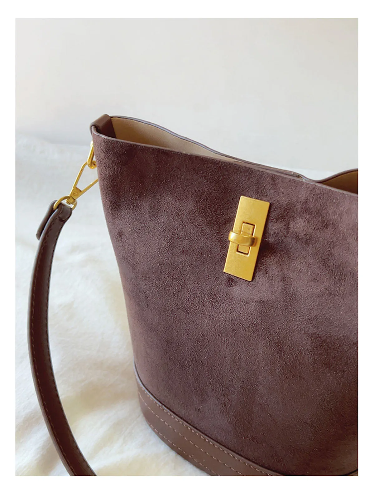 Elena Handbags Chic Leather Bucket Bag