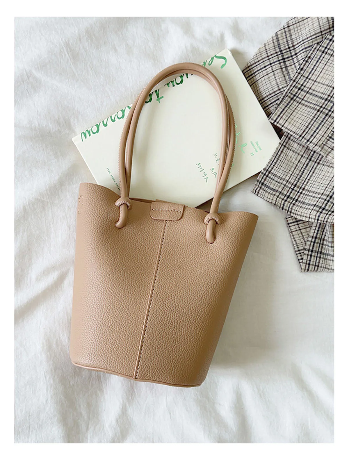 Elena Handbags Chic Leather Bucket Bag