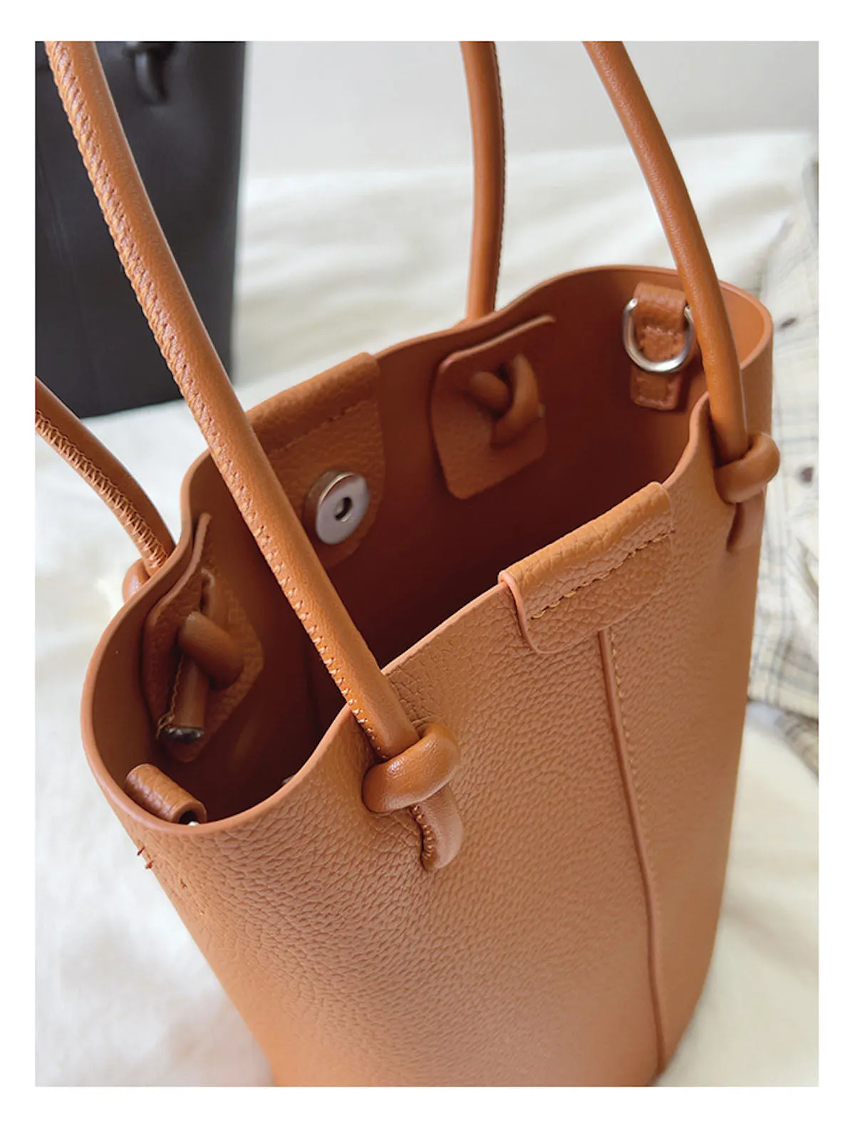 Elena Handbags Chic Leather Bucket Bag