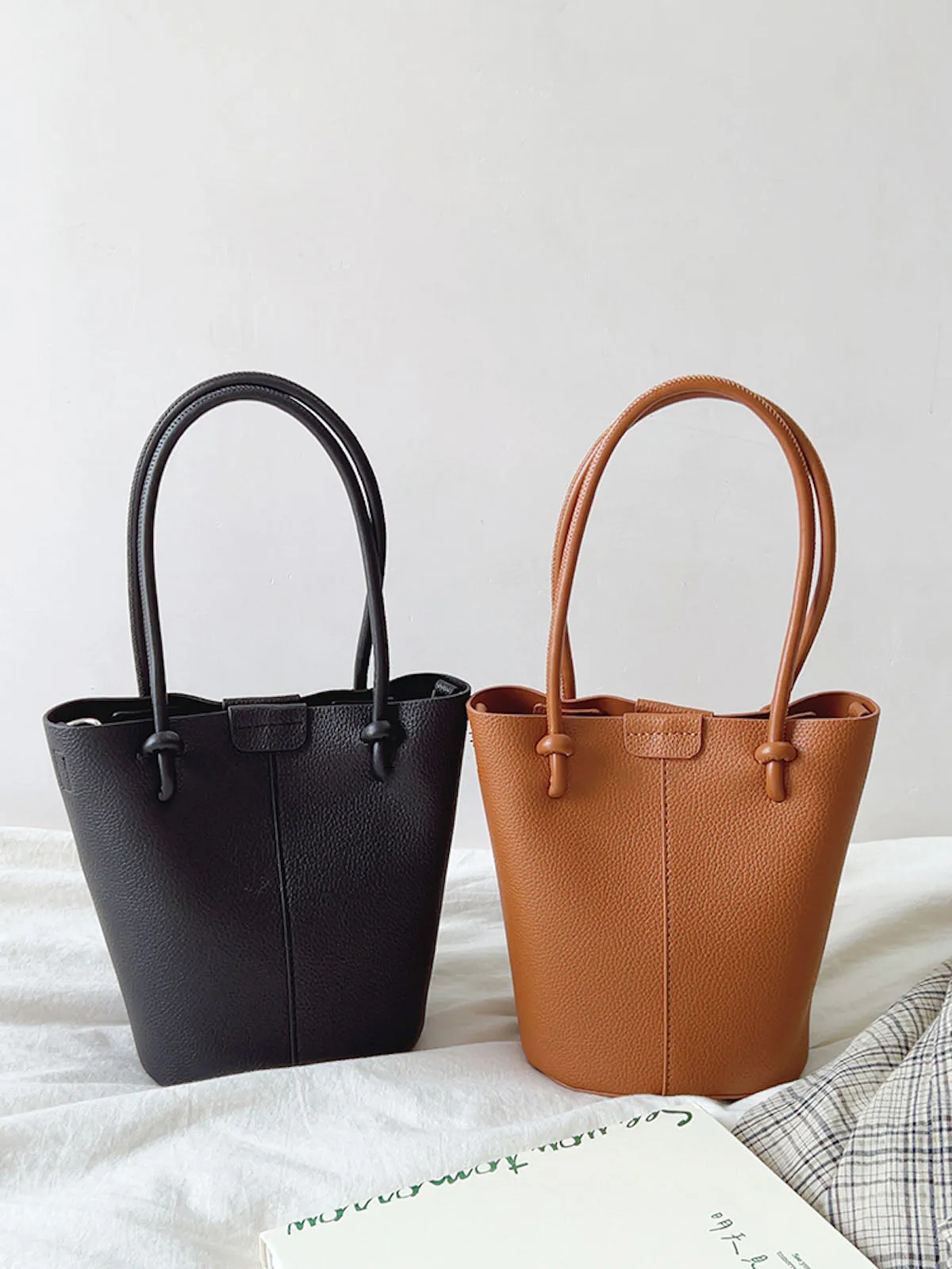 Elena Handbags Chic Leather Bucket Bag