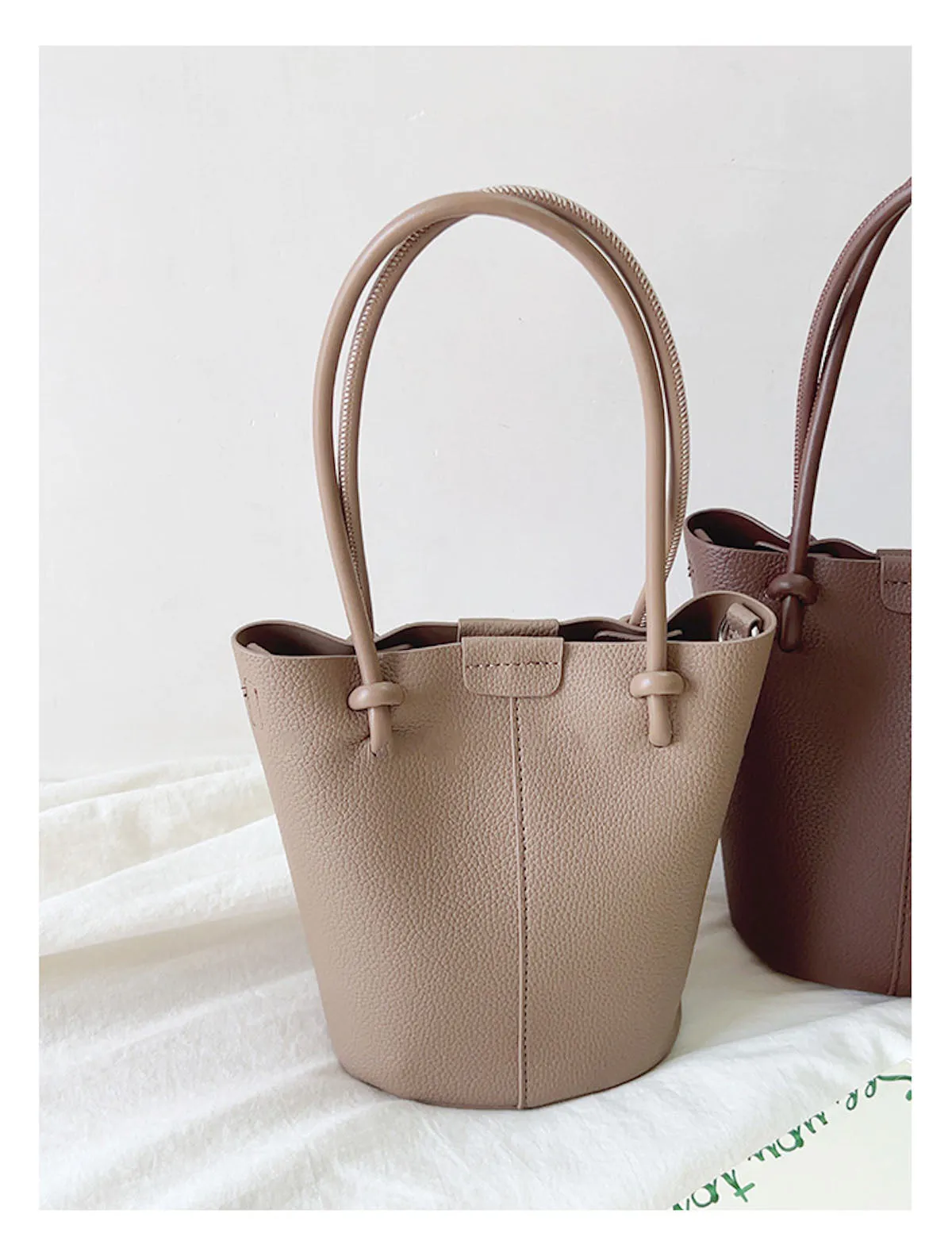 Elena Handbags Chic Leather Bucket Bag