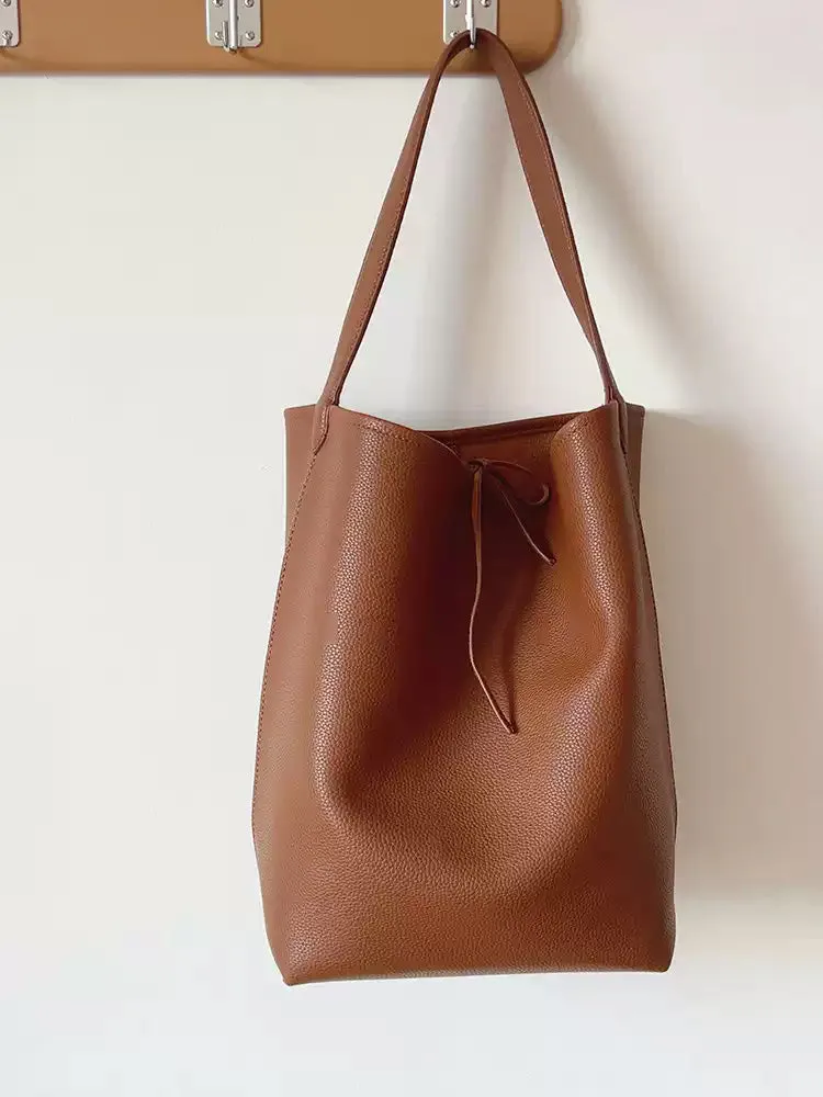 Elena Handbags Chic Leather Bucket Bag