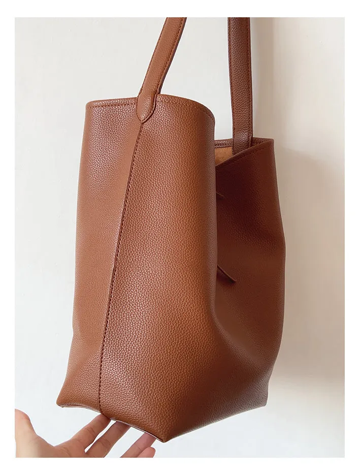 Elena Handbags Chic Leather Bucket Bag