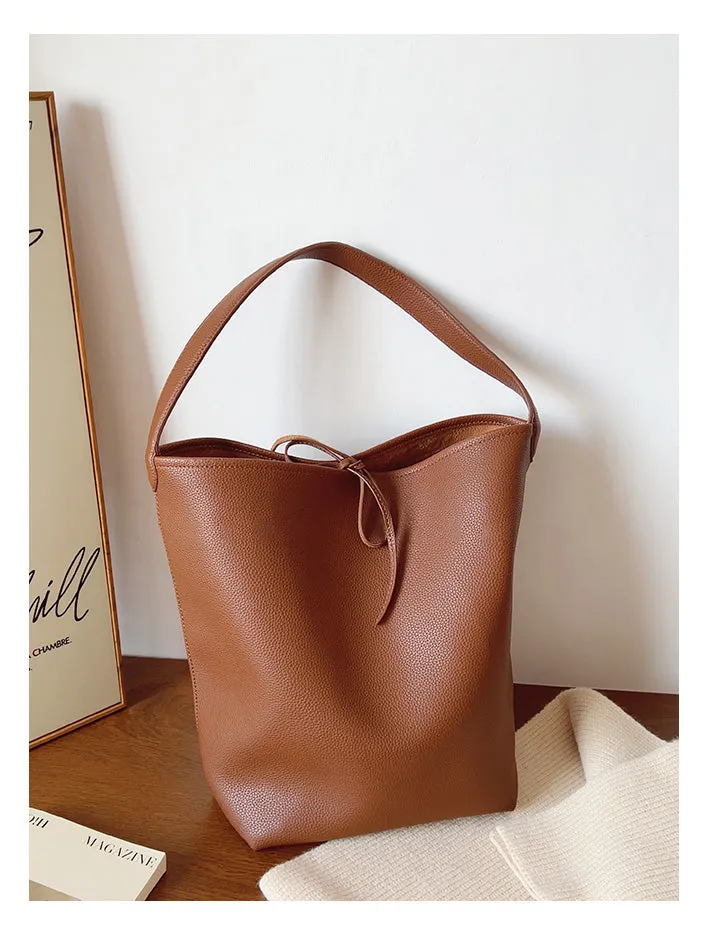 Elena Handbags Chic Leather Bucket Bag