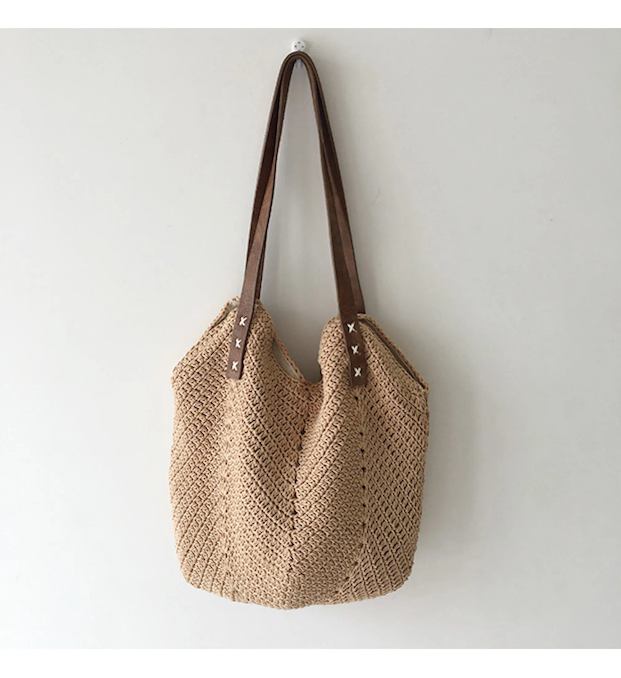 Elena Handbags Retro Cotton Knitted Shoulder Bag