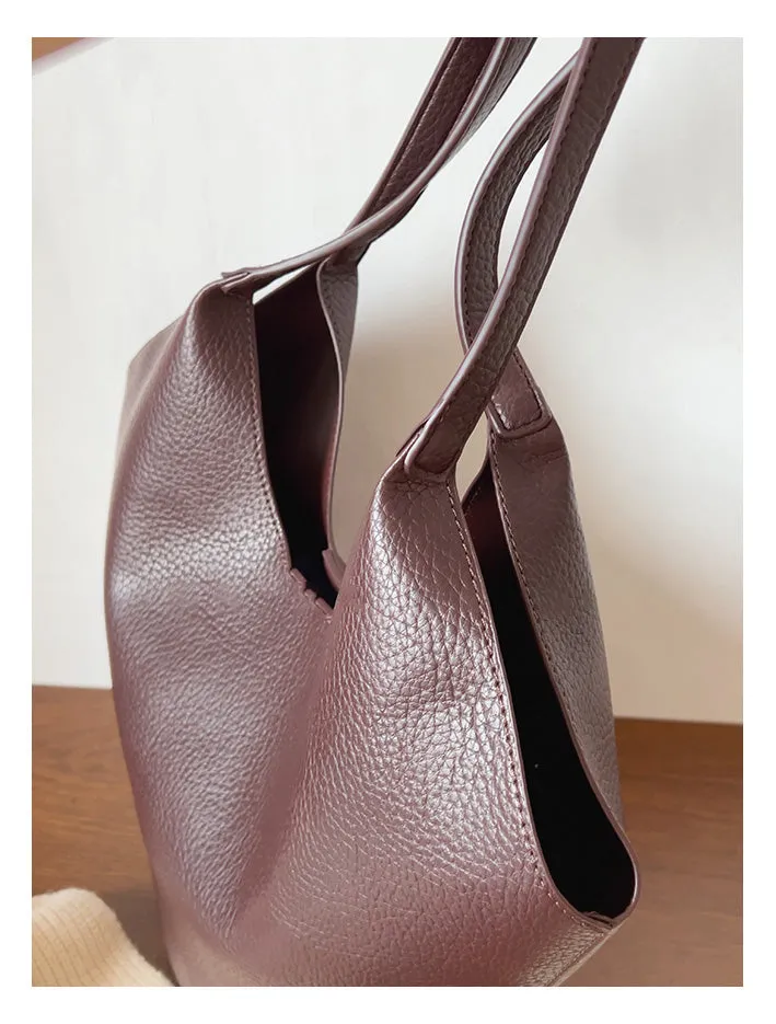 Elena Handbags Simple Leather Tote Bag