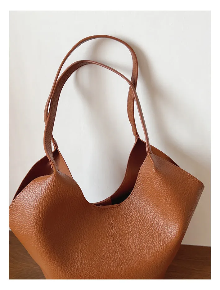 Elena Handbags Simple Leather Tote Bag