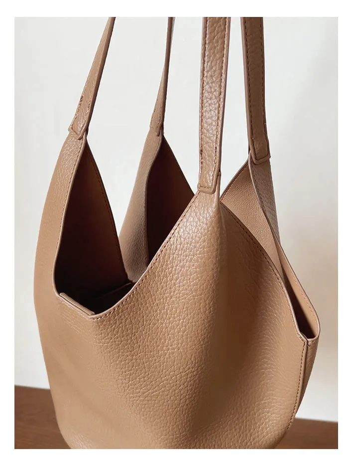 Elena Handbags Simple Leather Tote Bag